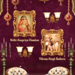 Royal Maharaja Theme Wedding Invitation video with Maroon Luxury Backdrop and Cocktail Party, Dinner Party, Bhaat, Ring Ceremony, Sangeet, Tel Baan