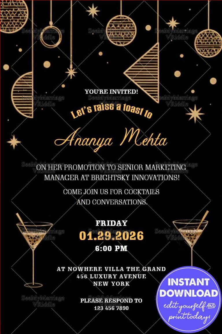 Promotion and Cocktail Party Invitation Card with Black Theme