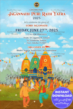 Jagannath Rath Yatra Invitation Celebrating Divine Journey of Lord Festival