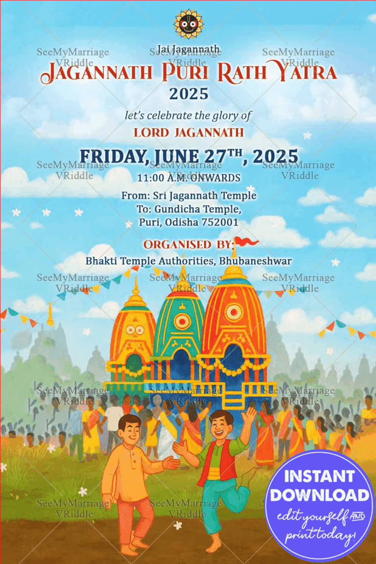 Jagannath Rath Yatra Invitation Celebrating Divine Journey of Lord Festival