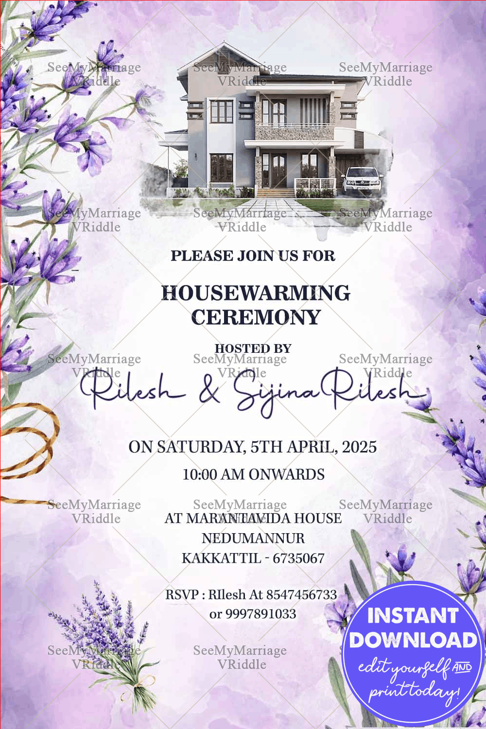 A Lavender-Inspired Housewarming Invitation for a Joyful New Beginning