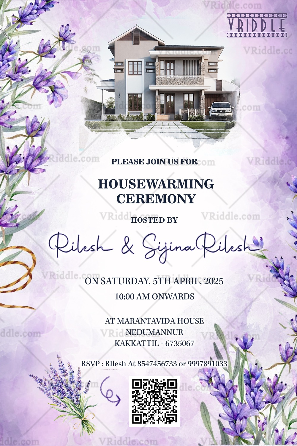 A Lavender-Inspired Housewarming Invitation for a Joyful New Beginning