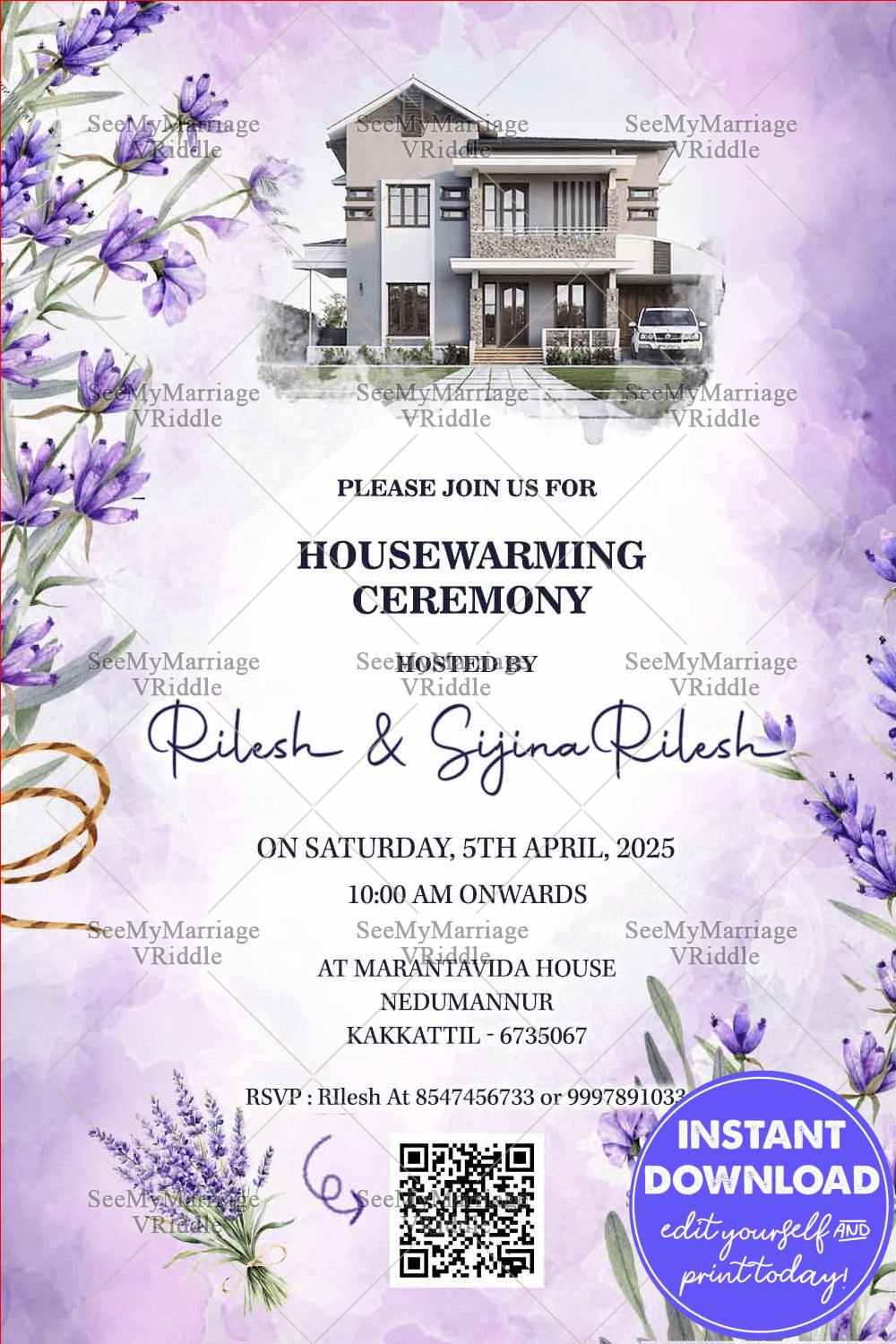 A Lavender-Inspired Housewarming Invitation for a Joyful New Beginning