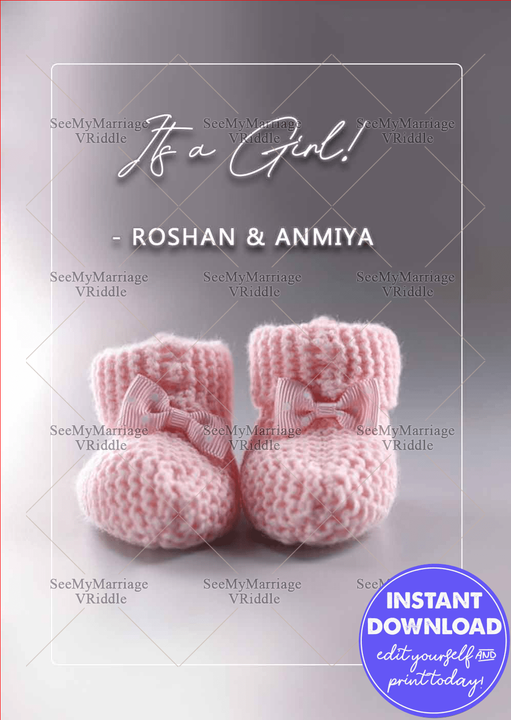 A Soft Pair of Baby Shoes – Gender Revealing Card in Sweet Pink for a Little Princess