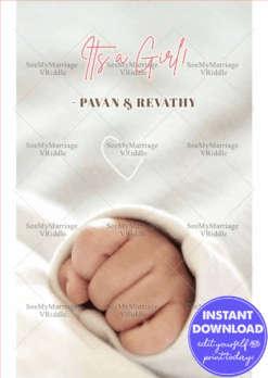 A Tiny Hand Wrapped in Pink – Gender Revealing Card Welcoming a Bundle of Joy