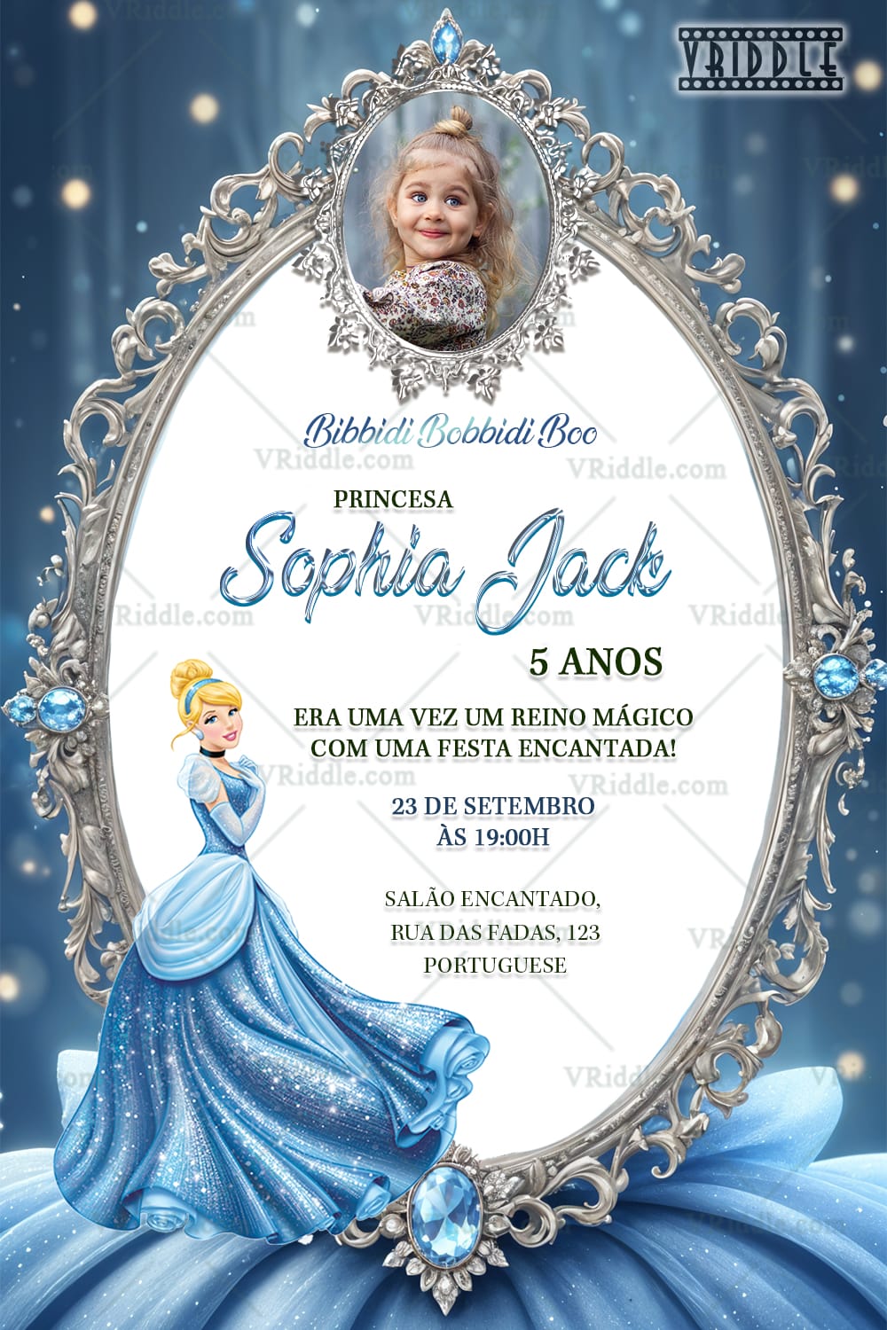 Convite de Festa Encantada com Tema Cinderela