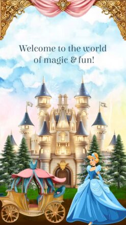 Disney Princess Theme Baby Welcome Invitation Video with Fairytale Castle Illustration