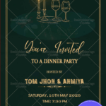 Elegant Candlelight Dinner Party Invitation Card in Dark Green Theme