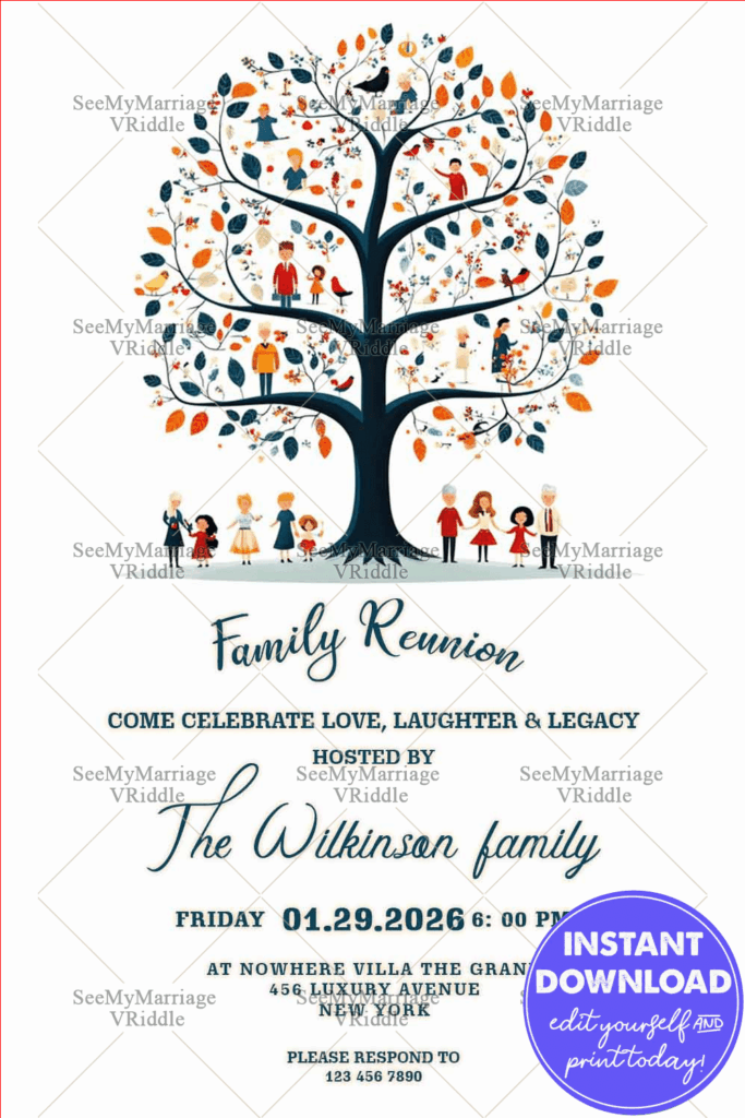 Family Reunion Invitation Strong Tree of Generations Together