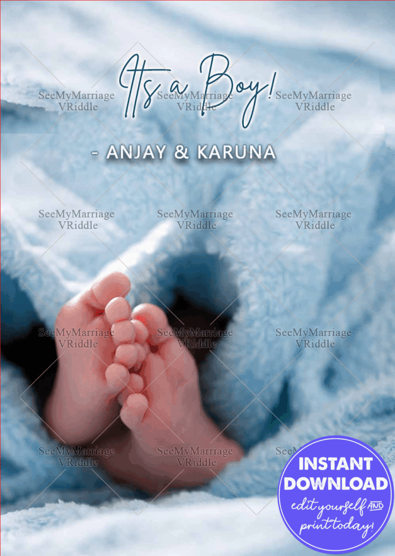 Gender Revealing Card in Soft Blue Tiny Baby Toes Wrapped in Love and Joy