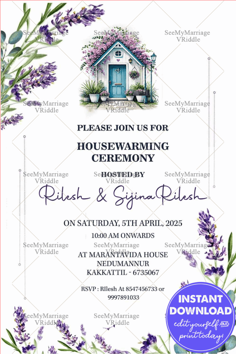 Housewarming Invitation with Cottage Charm: A Watercolour Lavender Dream