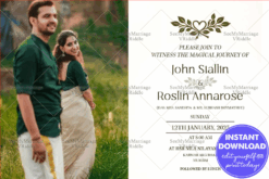 Malayalam Wedding Invitation – A Simple and Elegant Celebration of Love with Couple Image