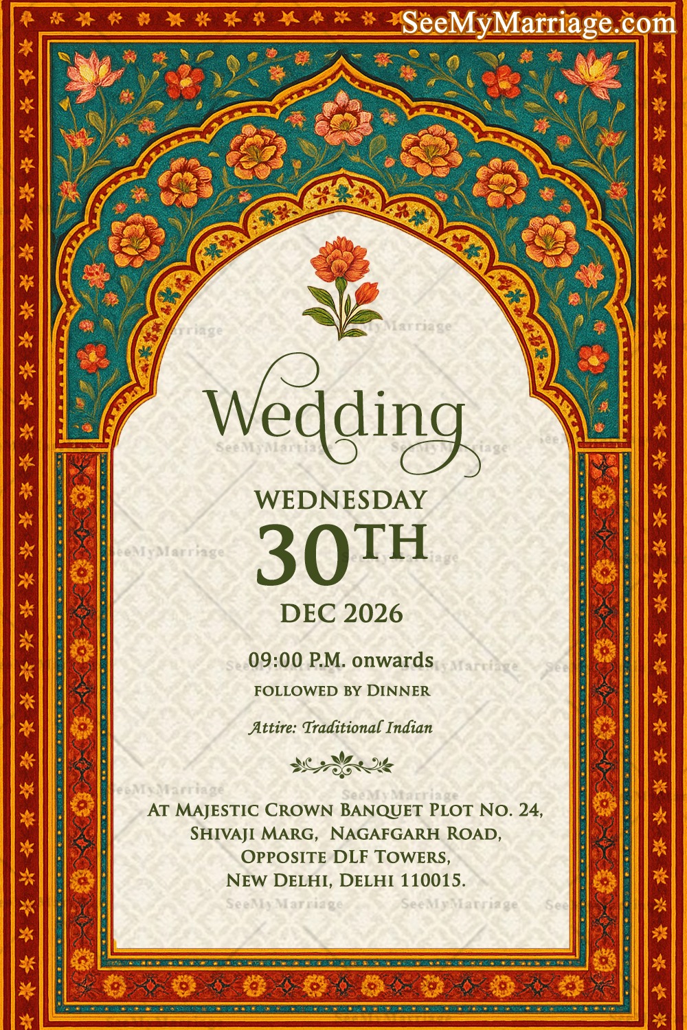 Multiple Royal Theme Wedding leafs Cards - Card 5