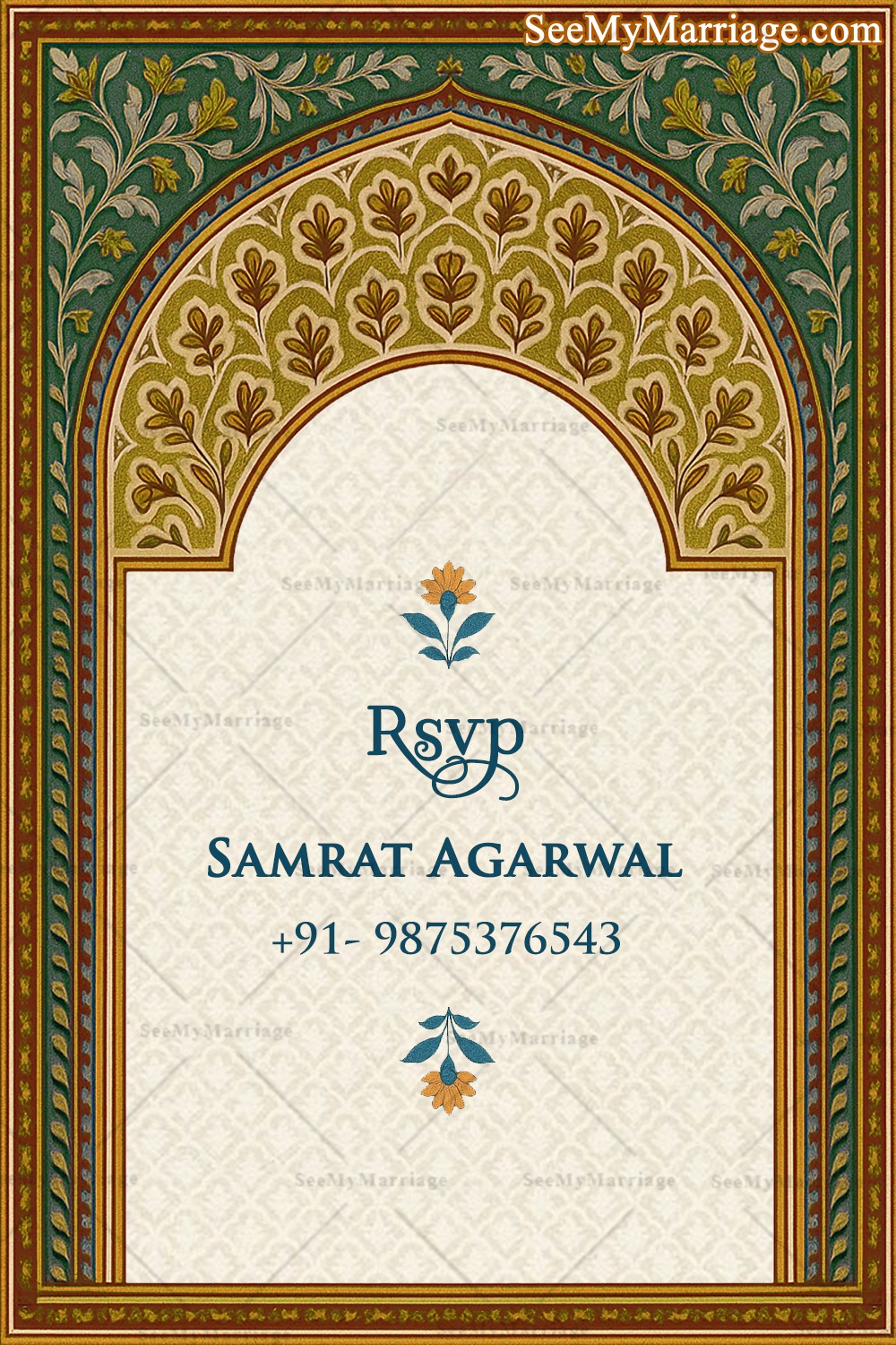 Multiple Royal Theme Wedding leafs Cards - RSVP
