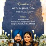Punjabi Sardar Theme Wedding Invitation Video with Caricature Illustration of the Bride and Groom, Engagement, Reception