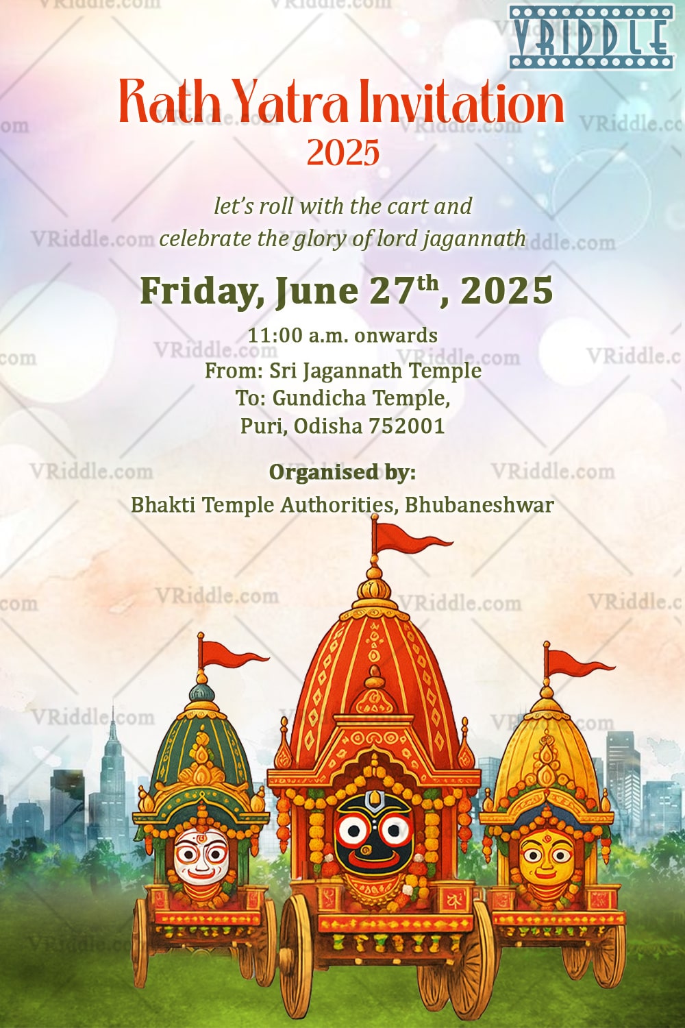 Rath Yatra Invitation Celebrating the Divine Journey of Lord Jagannath