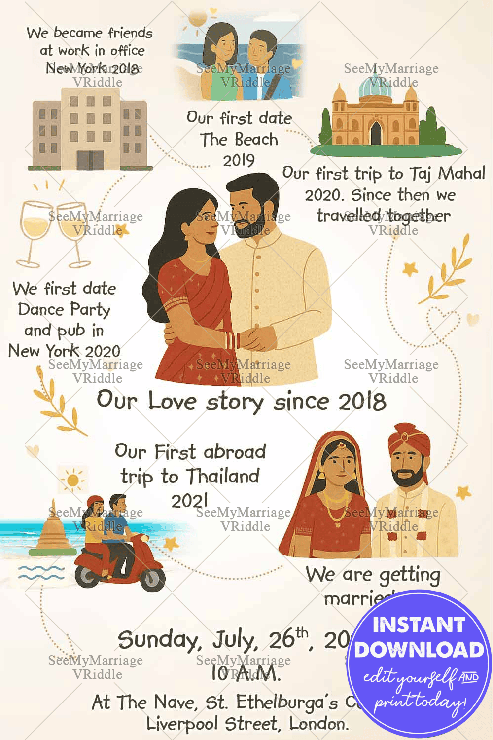 Story Type Wedding Invitation Card