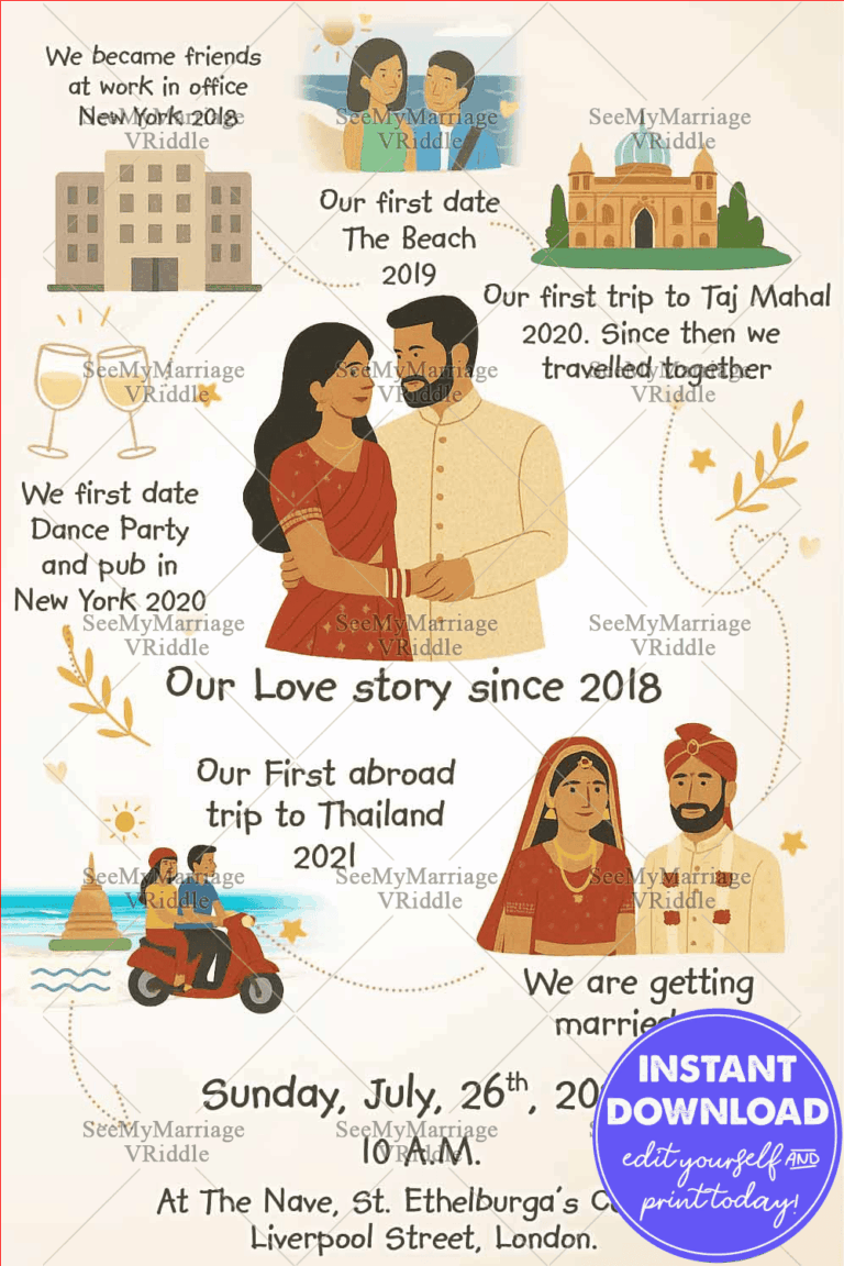 Story Type Wedding Invitation Card