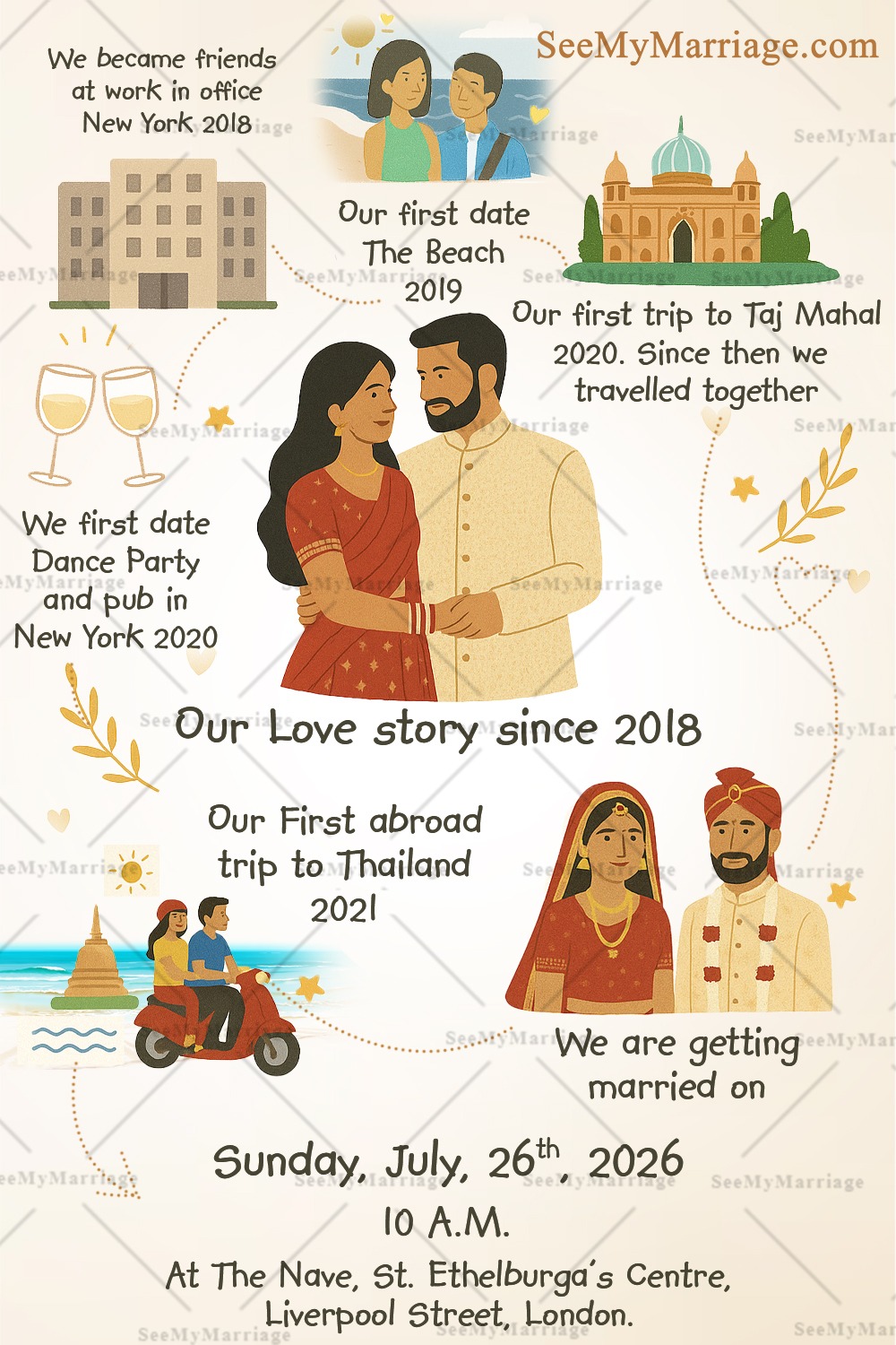 Story Type Wedding Invitation Card