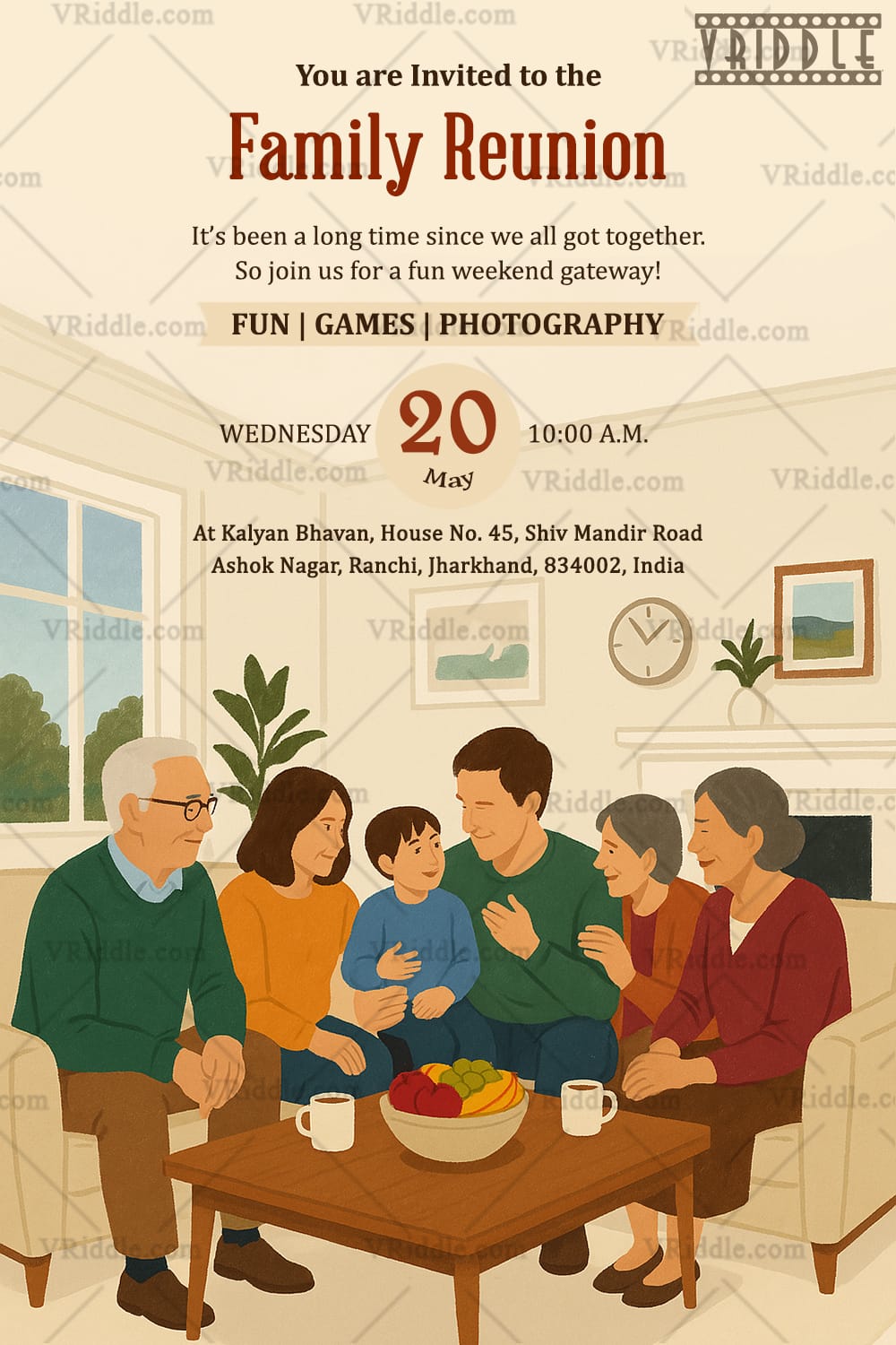 Warm Gathering Family Reunion Invitation Card