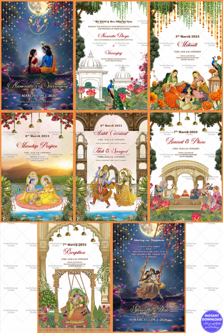Wedding Invitation Set Inspired by Radha Krishna Life Celebrating Events with Divine Touch