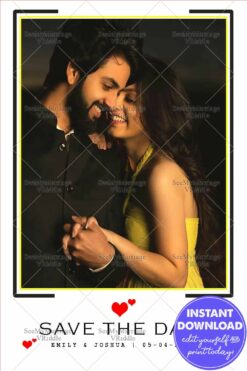 Romantic Moment Save the Date Poster with Couple Photo and Elegant Minimal Design