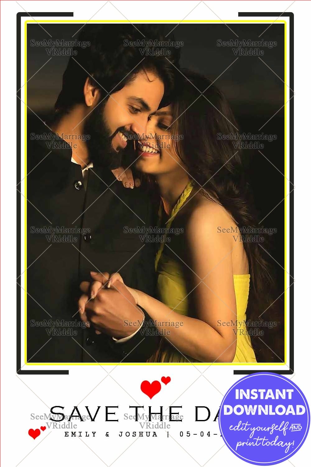 Romantic Moment Save the Date Poster with Couple Photo and Elegant Minimal Design