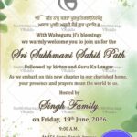 Sukhmani Sahib Path Card with Editable Invite for Akhand Path, Digital, Housewarming Invitation Punjabi, Sehaj Path Printable
