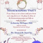 Rose Garland Housewarming Invitation Card with Elegant New Home and Cottage Theme
