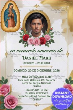Tarjeta De Invitacion Para Funeral Conmemorativo Catolico Espanol