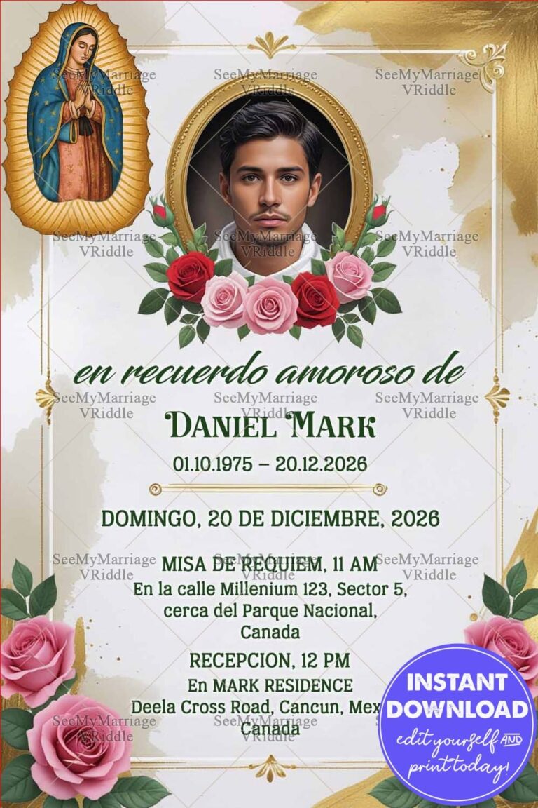 Tarjeta De Invitacion Para Funeral Conmemorativo Catolico Espanol