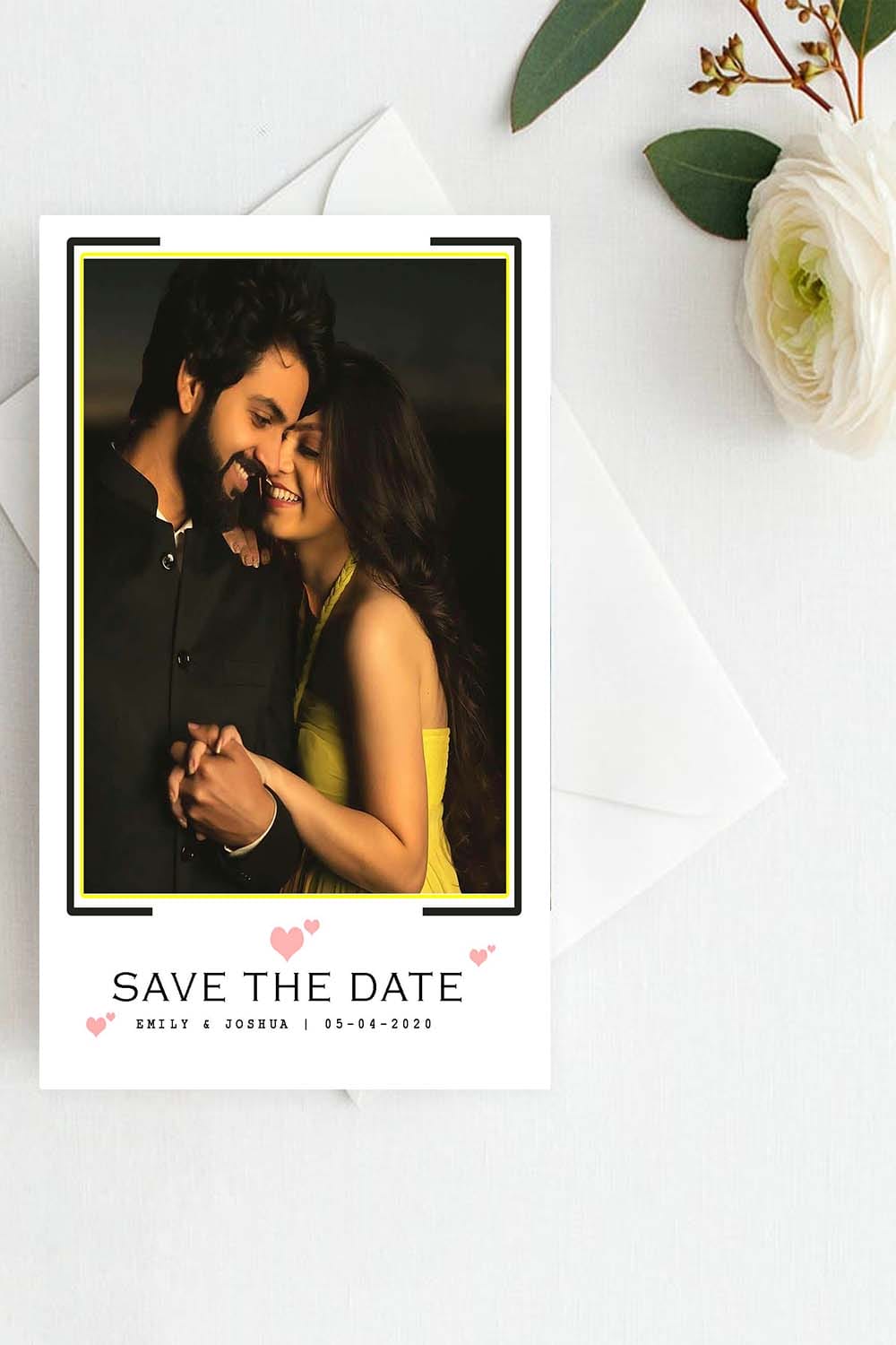 Romantic Moment Save the Date Poster with Couple Photo and Elegant Minimal Design