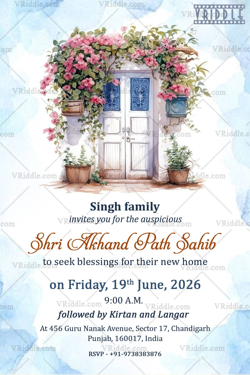 Akhand Path Sahib Invitation Card with Sikh Housewarming Invitation Template New House Sukhmani Sahib Path Invitation Card Punjabi Housewarming