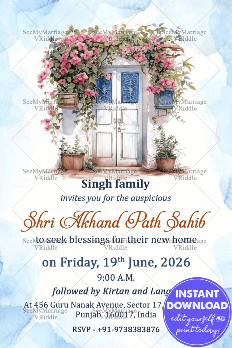 Akhand Path Sahib Invitation Card with Sikh Housewarming Template New House Sukhmani Sahib Path Invitation Card, Punjabi Housewarming