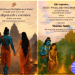 Divine Housewarming Invitation with Shri Ram & Sita Illustration – A Sacred Grahpravesh Card Design