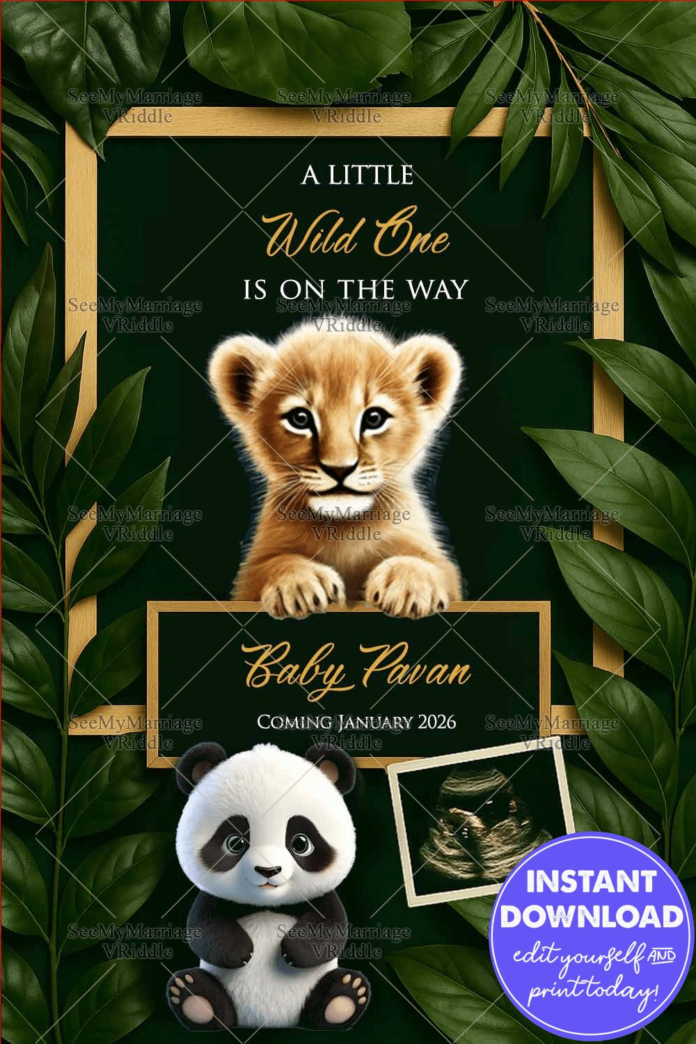 Pregnancy Announcement Wild Journey Through a Tiger Safari with Baby Panda Joy