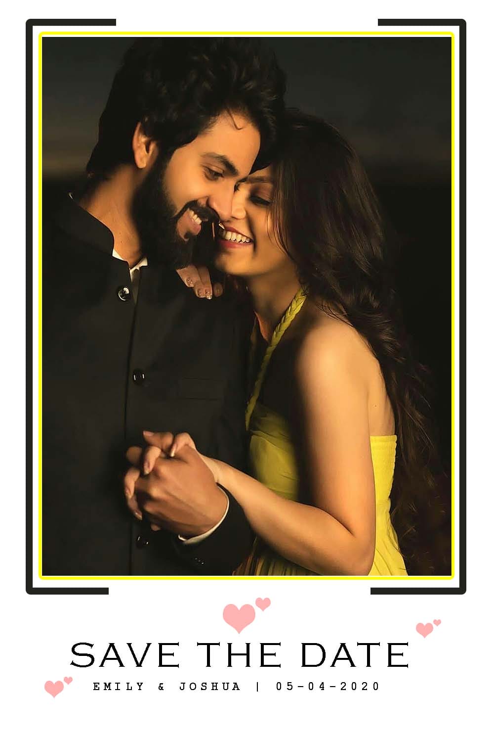 Romantic Moment Save the Date Poster with Couple Photo and Elegant Minimal Design