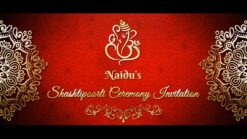 Sita Rama Kalyanam Shashtipoorti Ceremony Invitation Video with Add Images, Red Theme and Floral Gold Elements