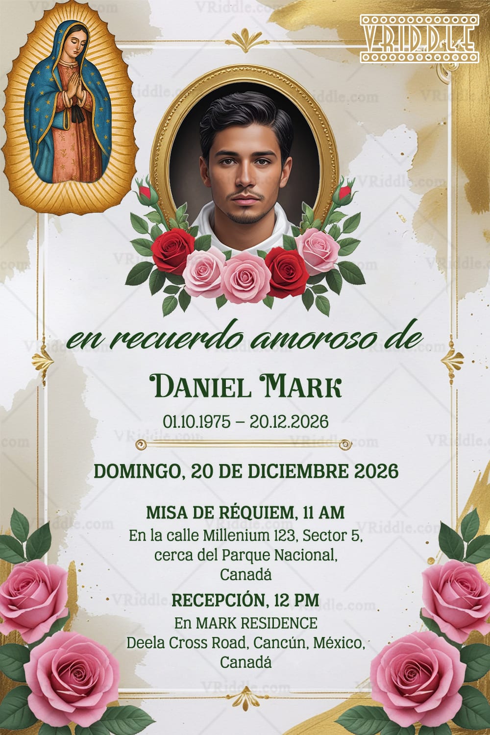 Tarjeta De Invitacion Para Funeral Conmemorativo Catolico Espanol