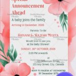 Pink Flower Theme Pregnancy Announcement Card with Pastel Floral Baby Arrival Invite
