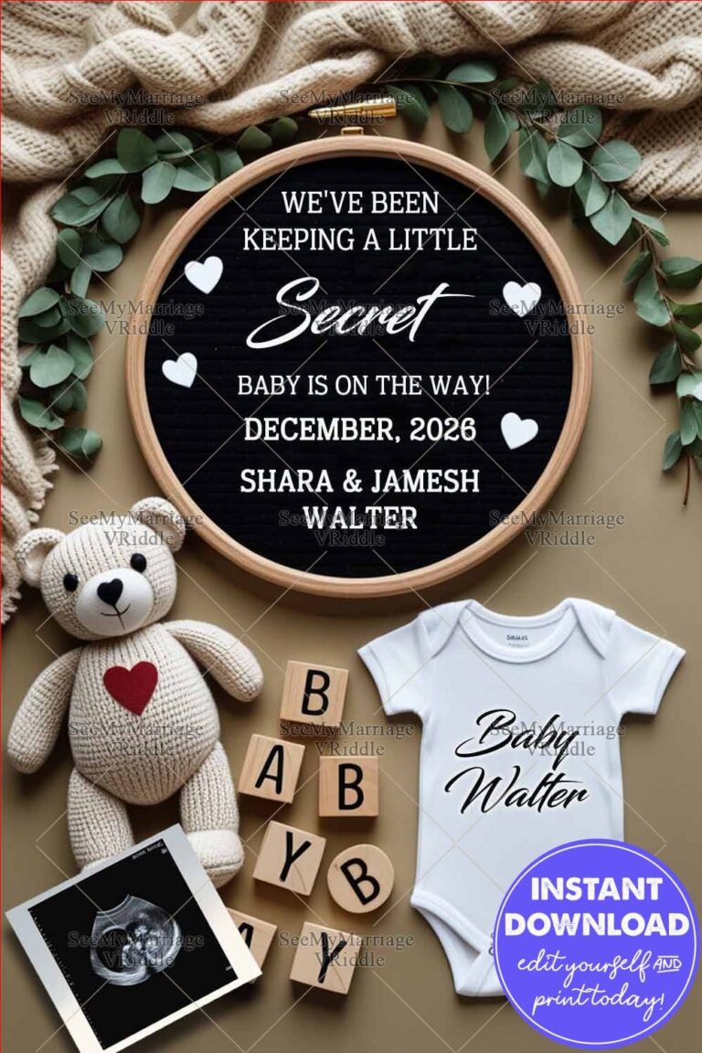 Rustic Reveal Baby Announcement with Flat Lay, Letter Board, Onesie and Ultrasound