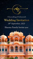3D Royal Wedding Invitation Video for Rajasthani Rajputana Theme with Lagan Tika, Haldi, Cocktail Party, Jaimala, Pheras, Doli