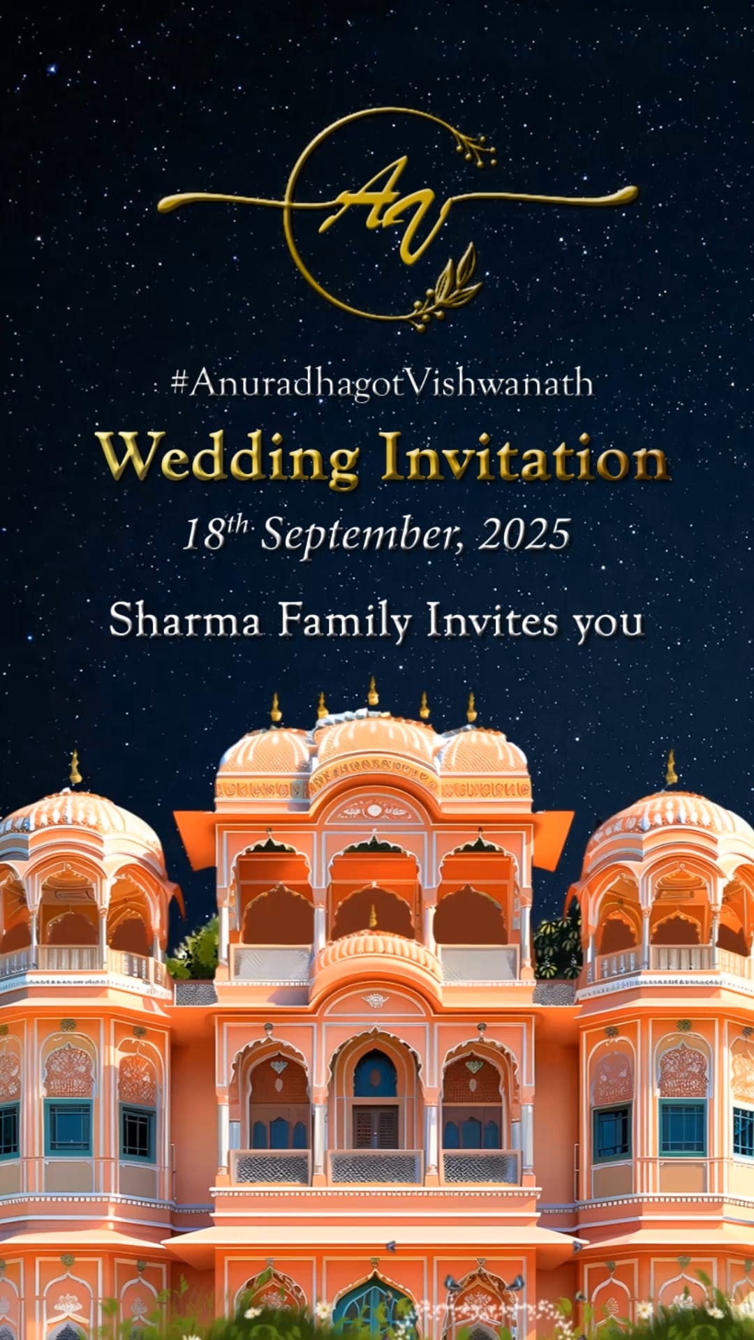 3D Royal Wedding Invitation Video for Rajasthani Rajputana Theme with Lagan Tika, Haldi, Cocktail Party, Jaimala, Pheras, Doli