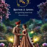 Illuminated Garden Theme Wedding Invitation Video with Bride & Groom Holding Hands, Fairy Lights