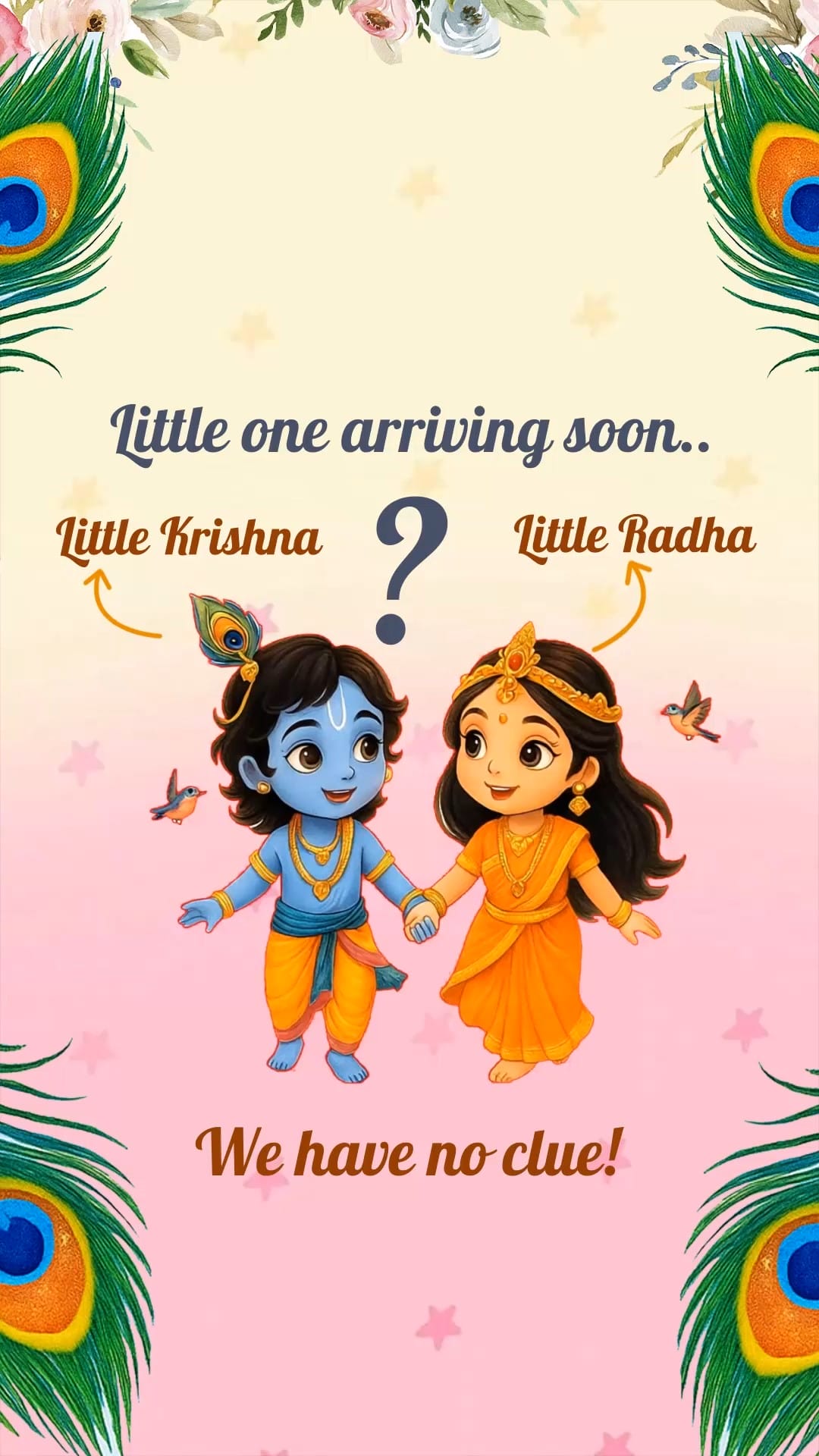 Krishna-Radha Theme Baby Arrival Announcement Video with Mythological Art