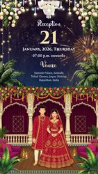 Motion Art Rajasthani Wedding Invitation Video with Caricature Theme, Load Ganesha idol and Haldi, Mehendi, Mayra, Sangeet, Phere, Reception
