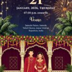 Motion Art Rajasthani Wedding Invitation Video with Caricature Theme, Load Ganesha idol and Haldi, Mehendi, Mayra, Sangeet, Phere, Reception