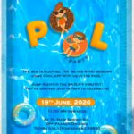 Summer Splash Pool Party Invitation Video with Illustrated Cartoon Kids and Palm Trees