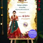 Traditional Half Saree Ceremony Welcome Sign Board with Girl Illustration and Floral Charm