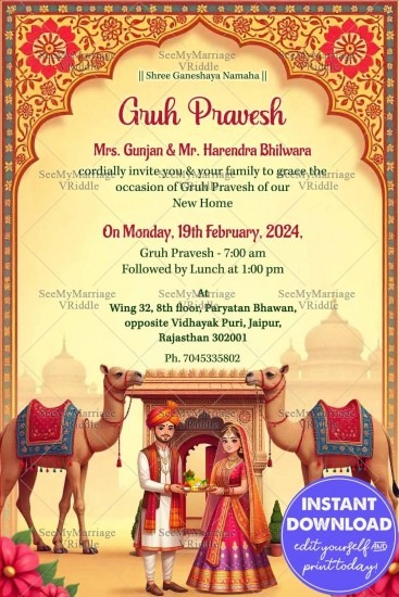 Rajasthani Griha Pravesh Invitations